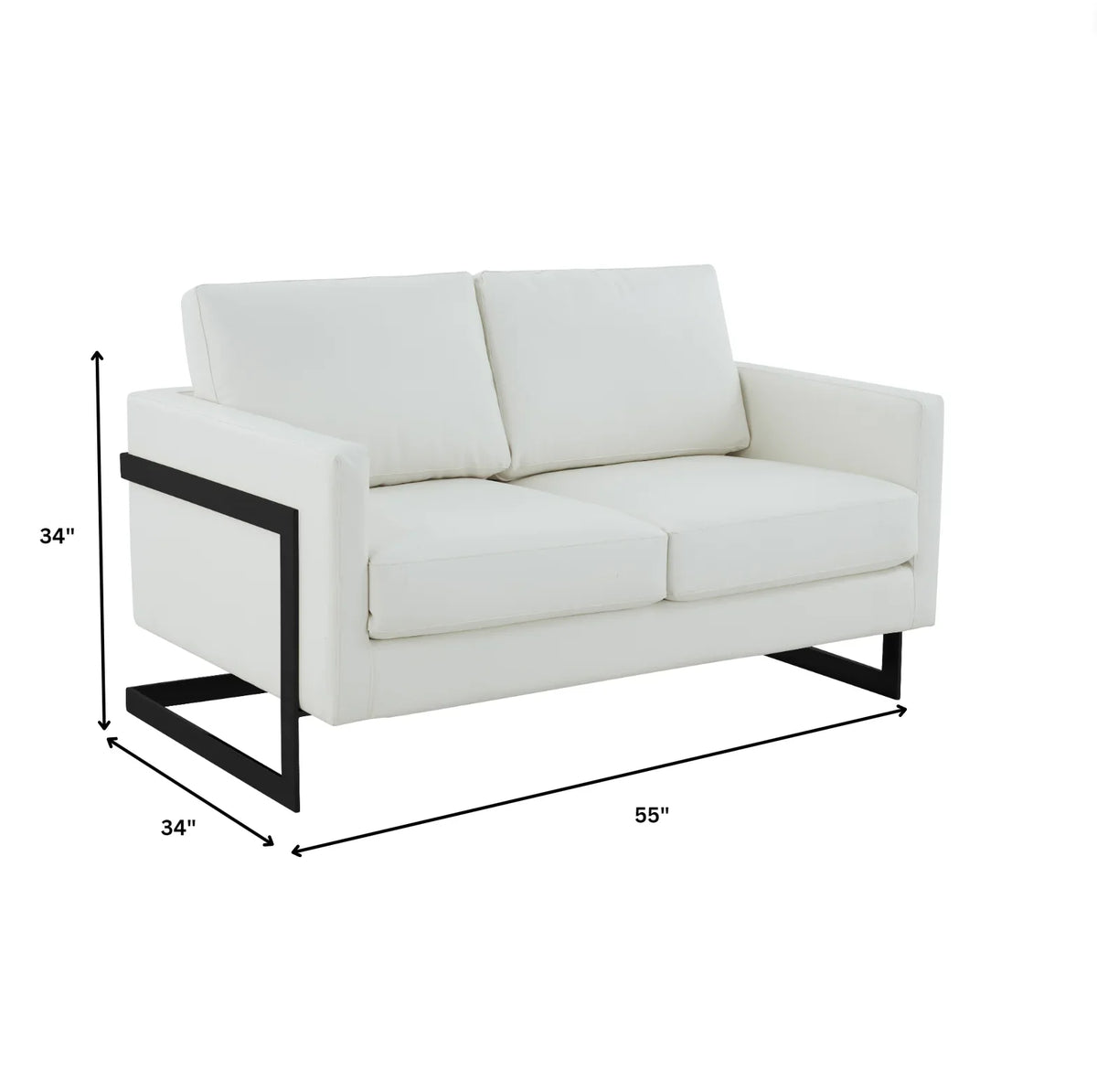 Lincoln Leather Loveseat Sofa with Black Stainless Steel Frame - Elax Furniture