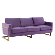 Lincoln 3-Seater Velvet/Leather Full Size Sofa in Stainless Steel - Elax Furniture