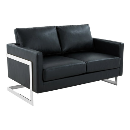 Lincoln Leather Loveseat Sofa with Chrome Stainless Steel Frame - Elax Furniture