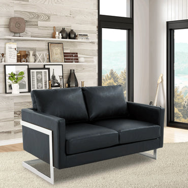 Lincoln Leather Loveseat Sofa with Chrome Stainless Steel Frame - Elax Furniture