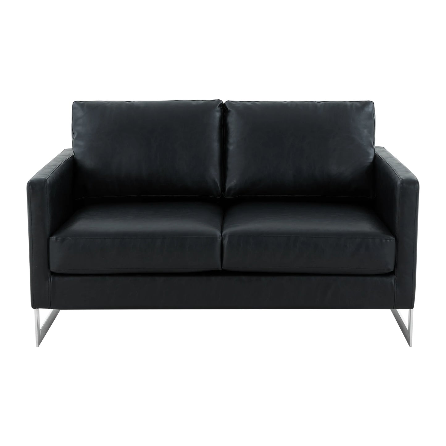 Lincoln Leather Loveseat Sofa with Chrome Stainless Steel Frame - Elax Furniture