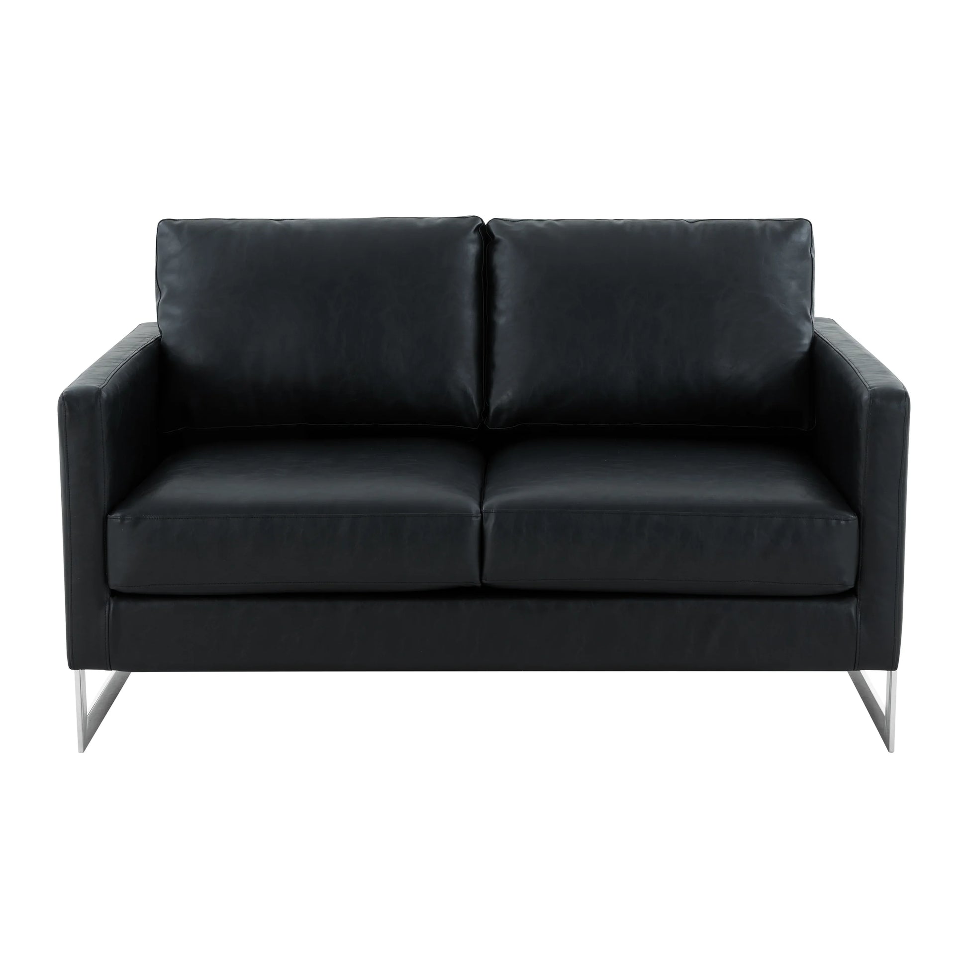 Lincoln Leather Loveseat Sofa with Chrome Stainless Steel Frame - Elax Furniture