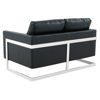 Lincoln Leather Loveseat Sofa with Chrome Stainless Steel Frame - Elax Furniture
