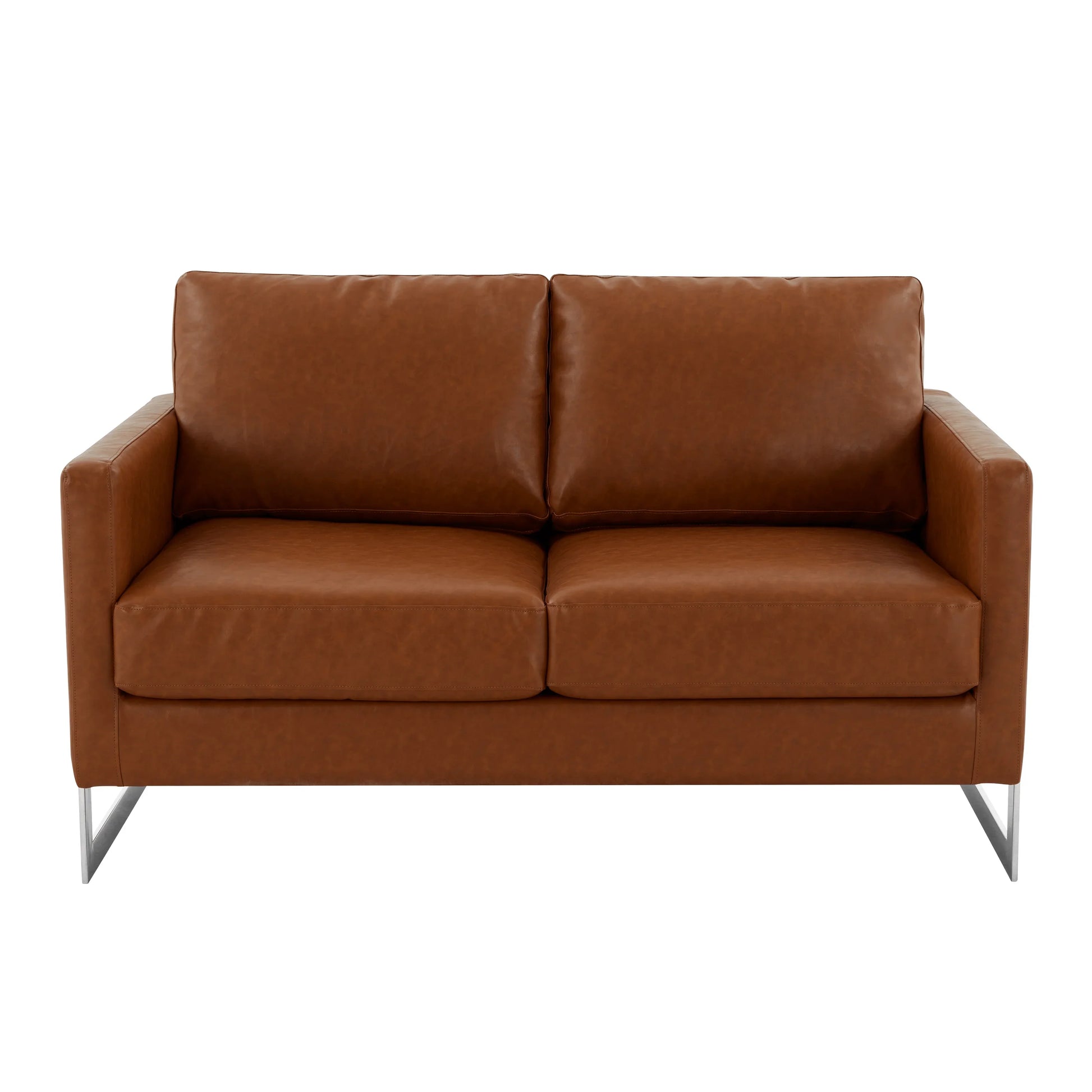 Lincoln Leather Loveseat Sofa with Chrome Stainless Steel Frame - Elax Furniture