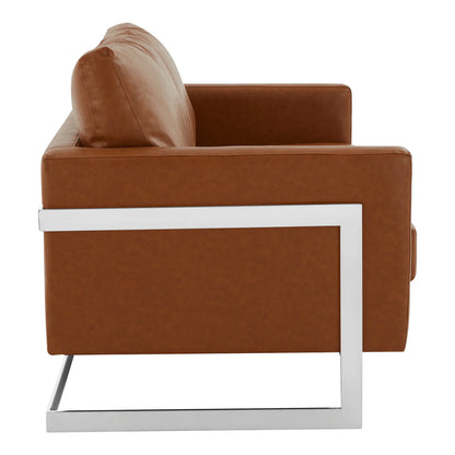 Lincoln Leather Loveseat Sofa with Chrome Stainless Steel Frame - Elax Furniture