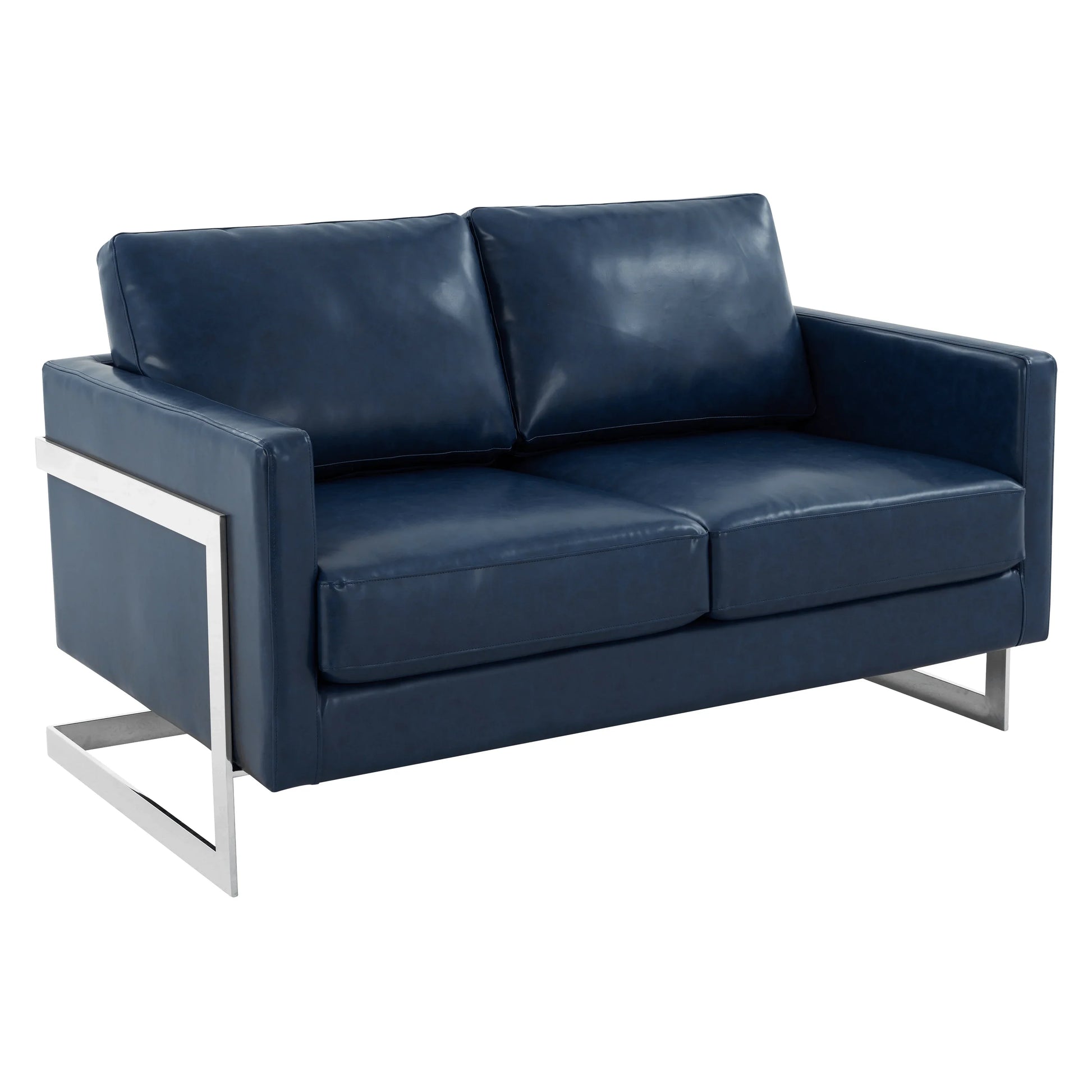 Lincoln Leather Loveseat Sofa with Chrome Stainless Steel Frame - Elax Furniture