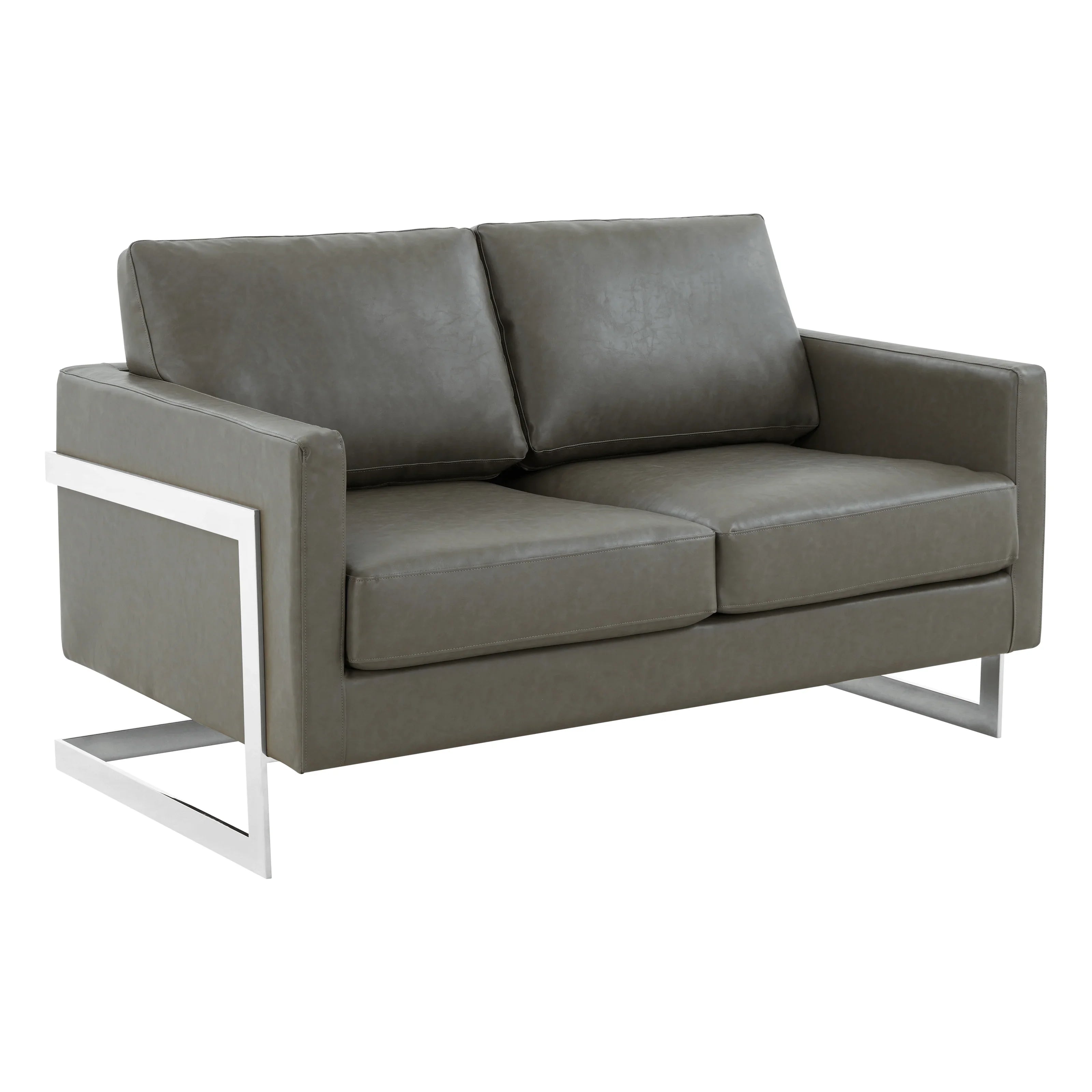 Lincoln Leather Loveseat Sofa with Chrome Stainless Steel Frame - Elax Furniture