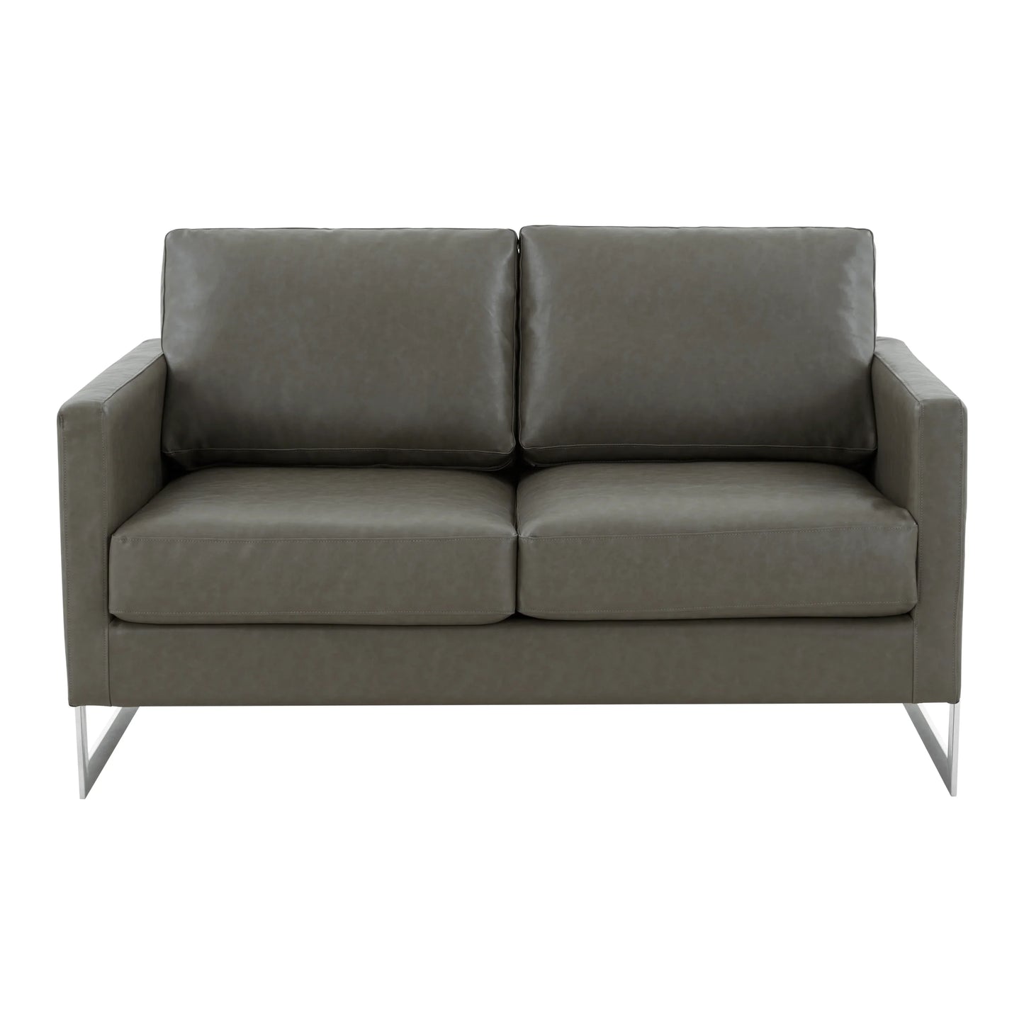 Lincoln Leather Loveseat Sofa with Chrome Stainless Steel Frame - Elax Furniture