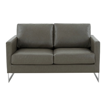 Lincoln Leather Loveseat Sofa with Chrome Stainless Steel Frame - Elax Furniture