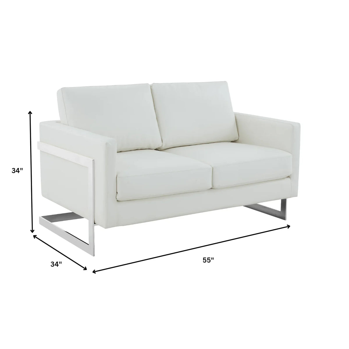 Lincoln Leather Loveseat Sofa with Chrome Stainless Steel Frame - Elax Furniture