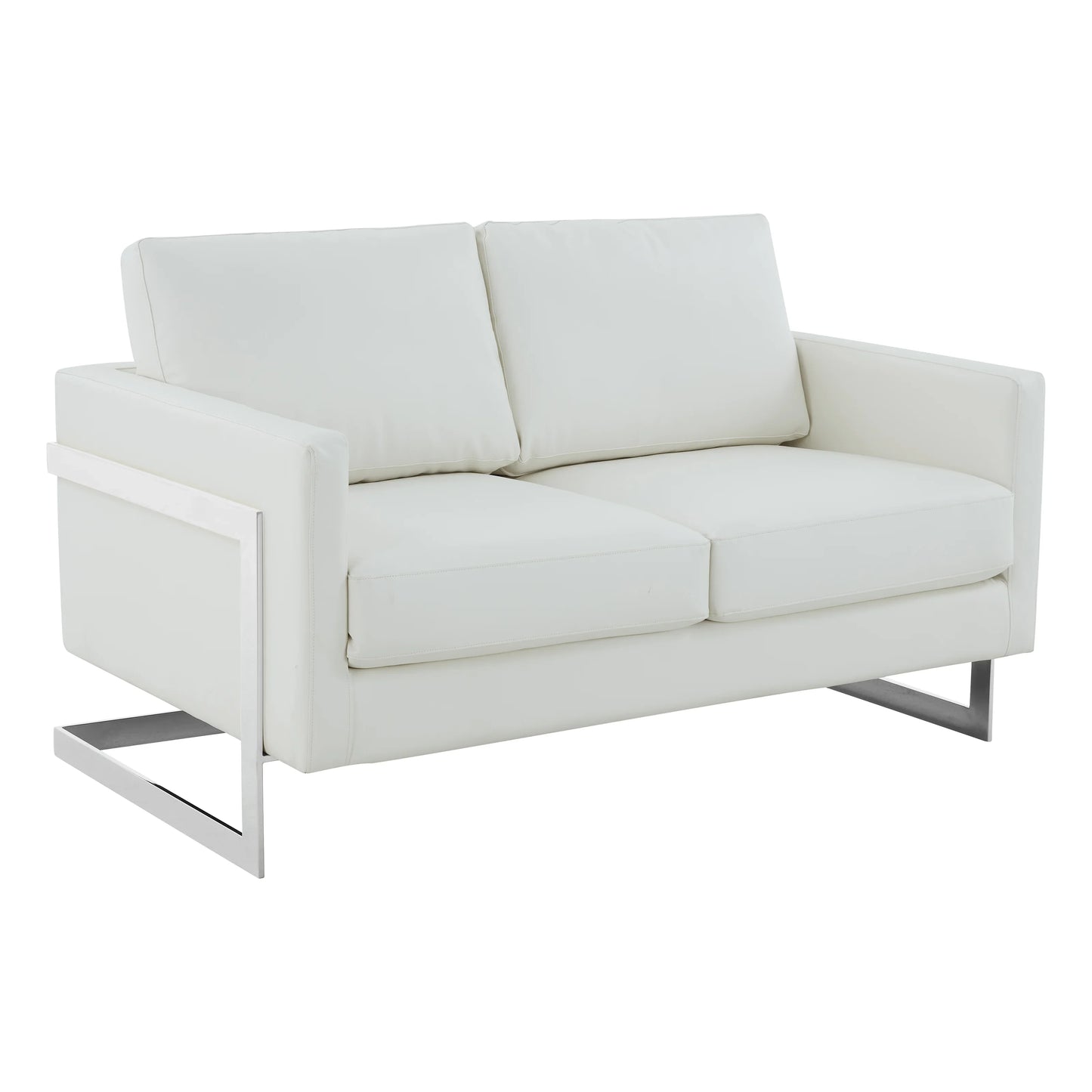 Lincoln Leather Loveseat Sofa with Chrome Stainless Steel Frame - Elax Furniture