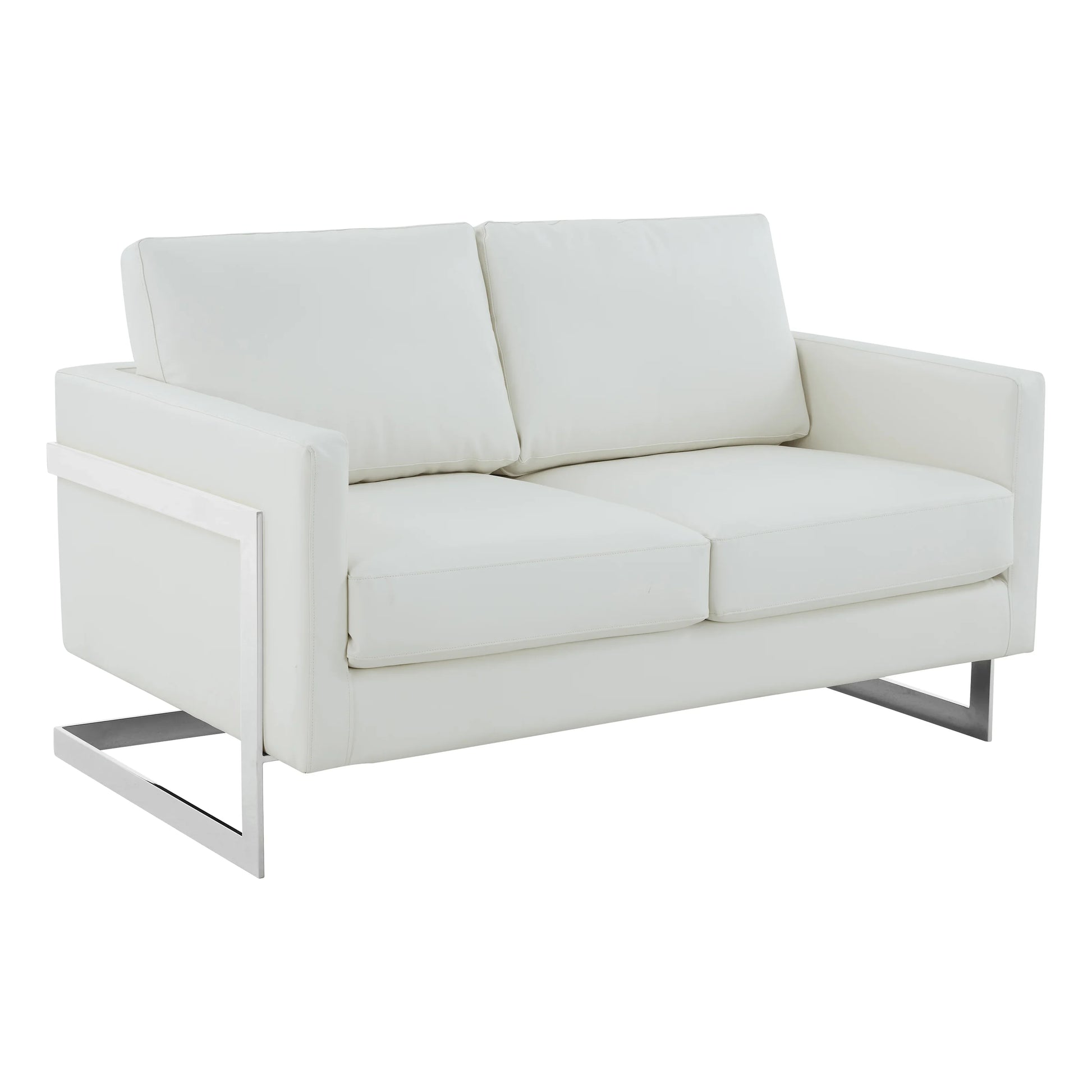 Lincoln Leather Loveseat Sofa with Chrome Stainless Steel Frame - Elax Furniture