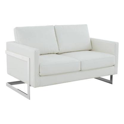 Lincoln Leather Loveseat Sofa with Chrome Stainless Steel Frame - Elax Furniture