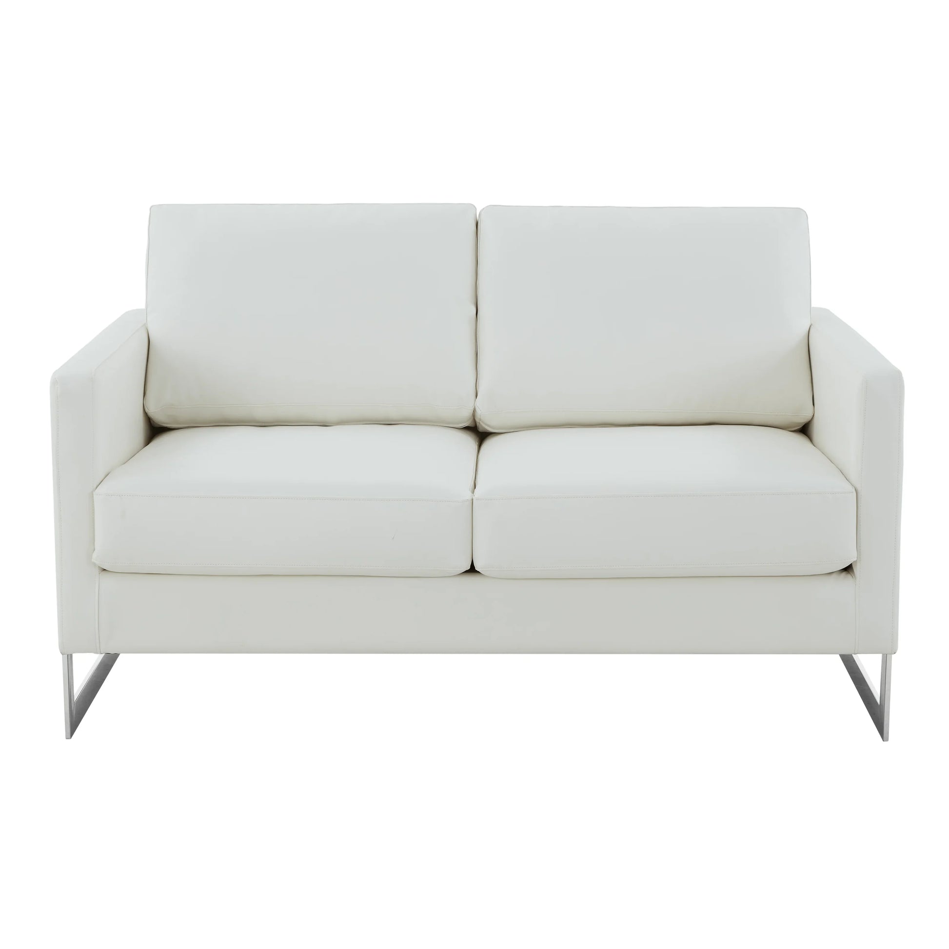 Lincoln Leather Loveseat Sofa with Chrome Stainless Steel Frame - Elax Furniture