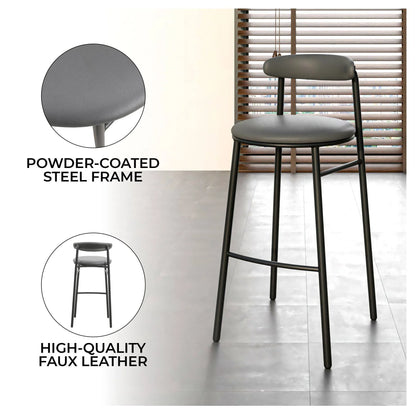 Lume Series Modern Bar Stool Upholstered in Leather for Dining Room and Kitchen - Elax Furniture