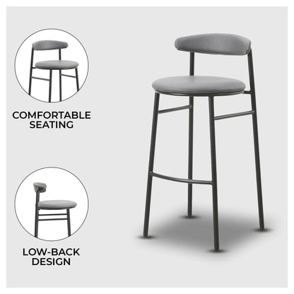 Lume Series Modern Bar Stool Upholstered in Leather for Dining Room and Kitchen - Elax Furniture