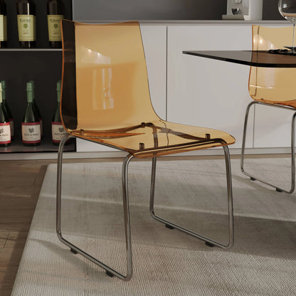 Lima Modern Acrylic Dining Chair With Chrome Base - Elax Furniture