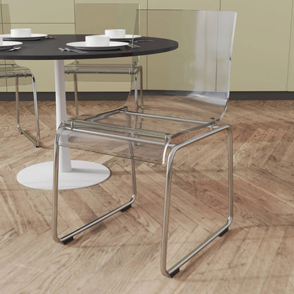 Lima Modern Acrylic Dining Chair With Chrome Base - Elax Furniture