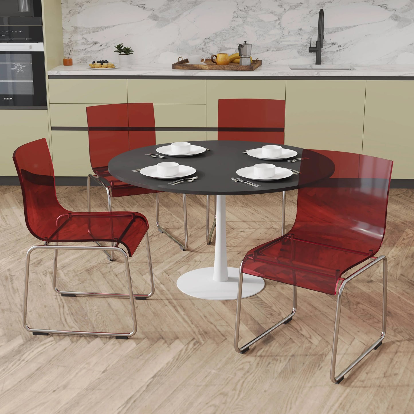 Lima Modern Acrylic Dining Chair With Chrome Base - Elax Furniture