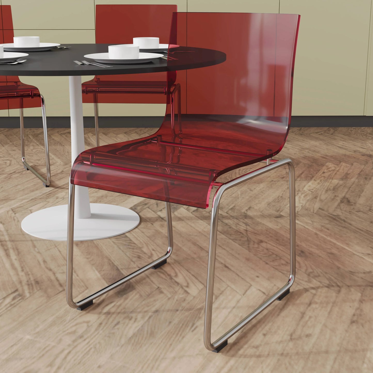 Lima Modern Acrylic Dining Chair With Chrome Base - Elax Furniture