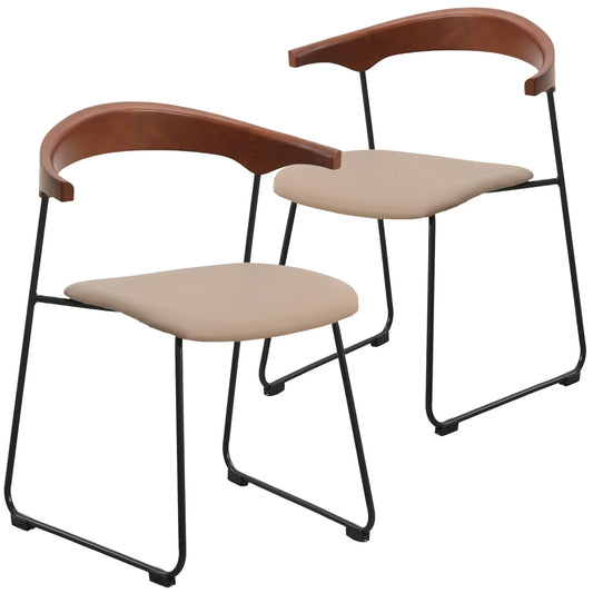 Lyra Dining Chair Upholstered Leather with Iron Legs, Set of 2 - Elax Furniture