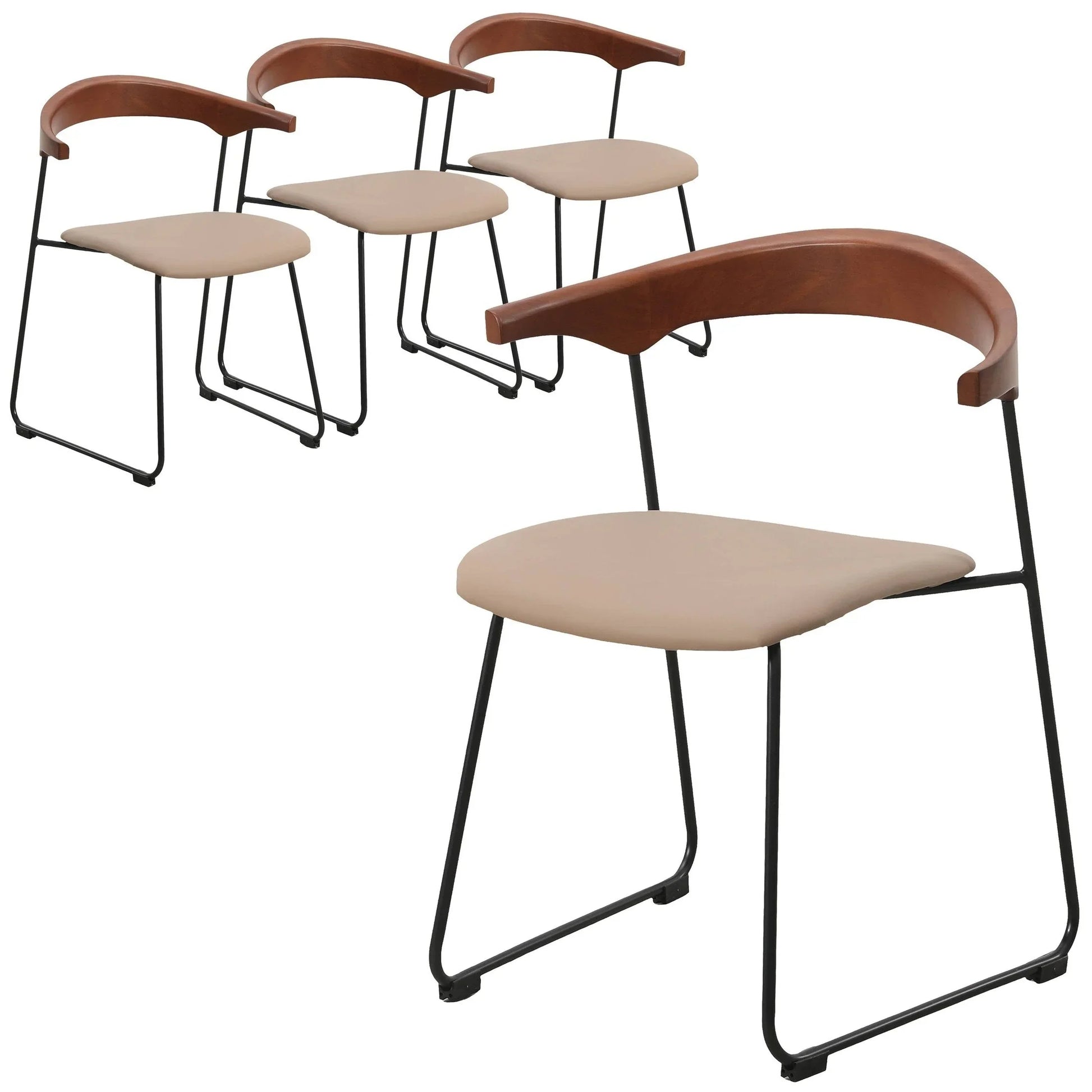 Lyra Dining Chair Upholstered Leather with Iron Legs, Set of 4 - Elax Furniture