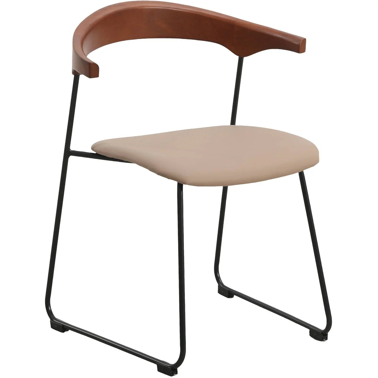 Lyra Leather Dining Chair with a Beech Wood Curved Back and Iron Legs - Elax Furniture