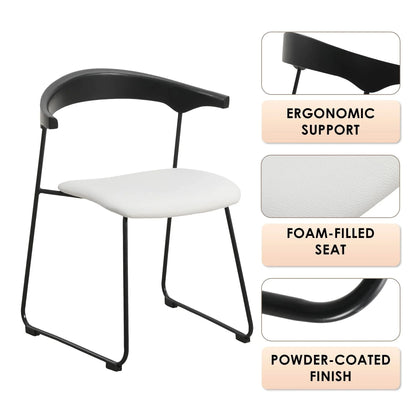 Lyra Dining Chair Upholstered Leather with Iron Legs, Set of 2 - Elax Furniture