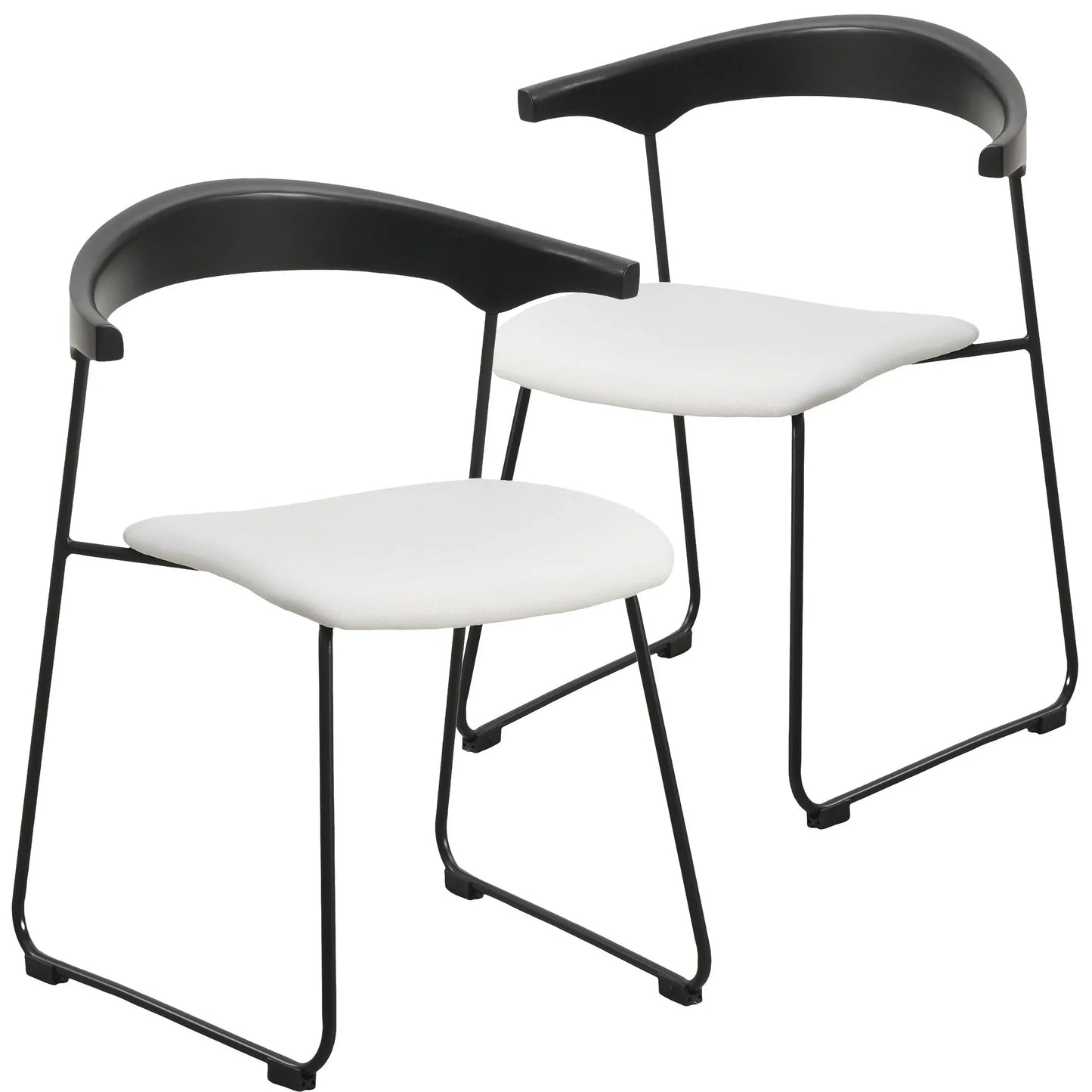 Lyra Dining Chair Upholstered Leather with Iron Legs, Set of 2 - Elax Furniture