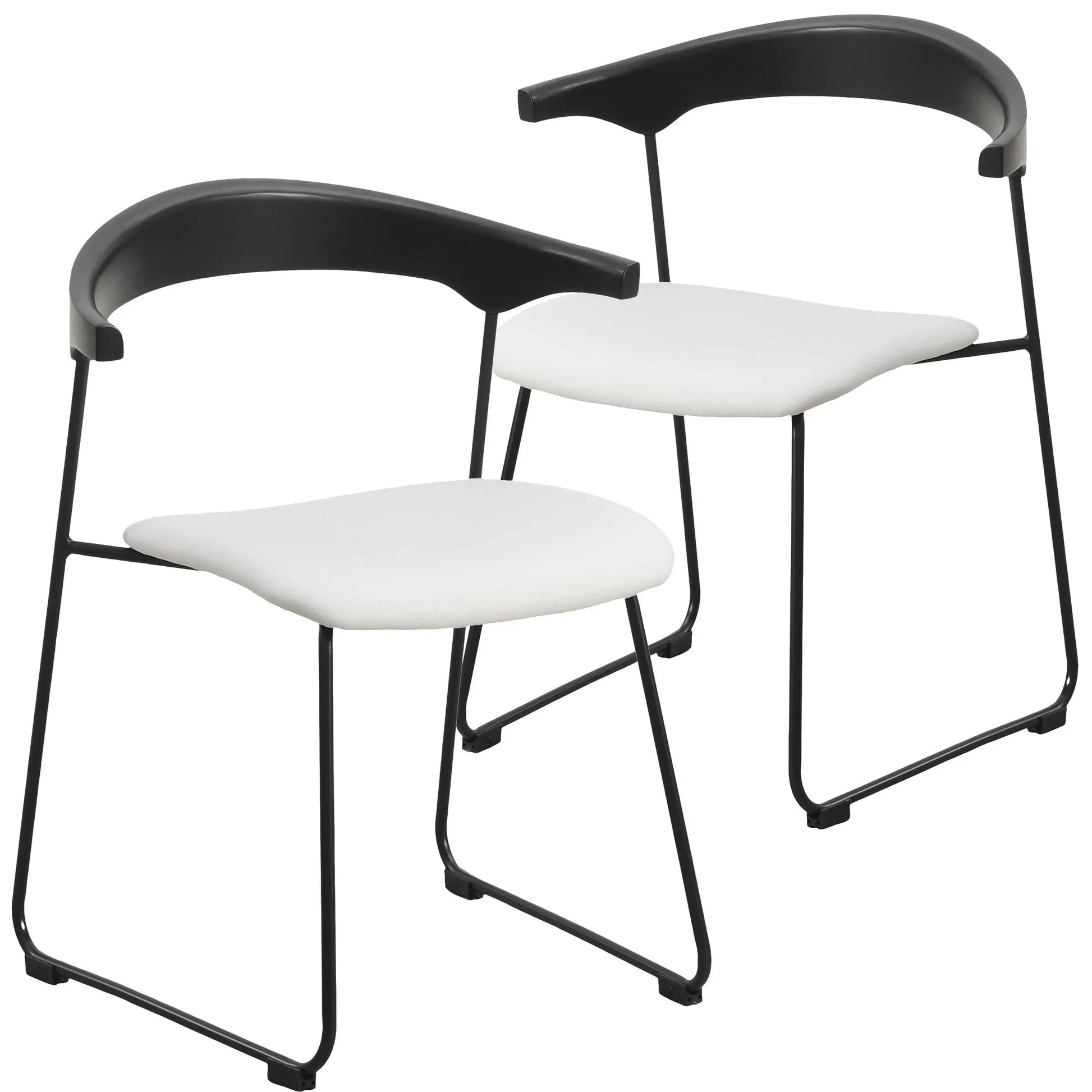 Lyra Dining Chair Upholstered Leather with Iron Legs, Set of 2 - Elax Furniture
