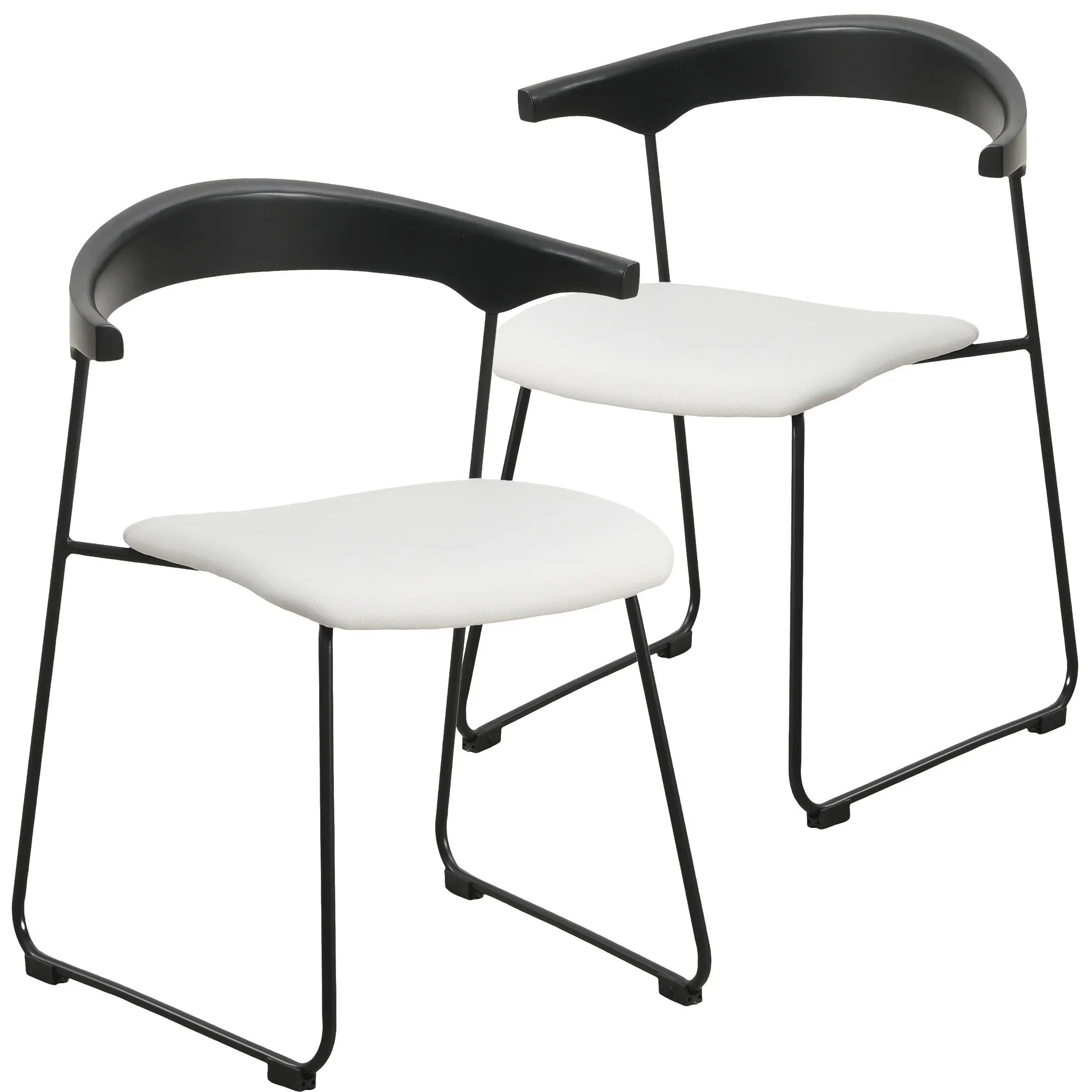 Lyra Dining Chair Upholstered Leather with Iron Legs, Set of 2 - Elax Furniture