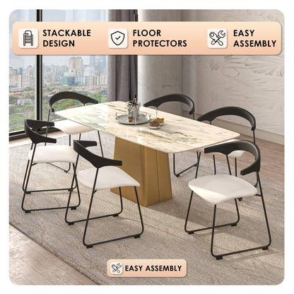 Lyra Dining Chair Upholstered Leather with Iron Legs, Set of 4 - Elax Furniture