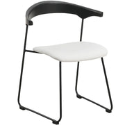 Lyra Leather Dining Chair with a Beech Wood Curved Back and Iron Legs - Elax Furniture