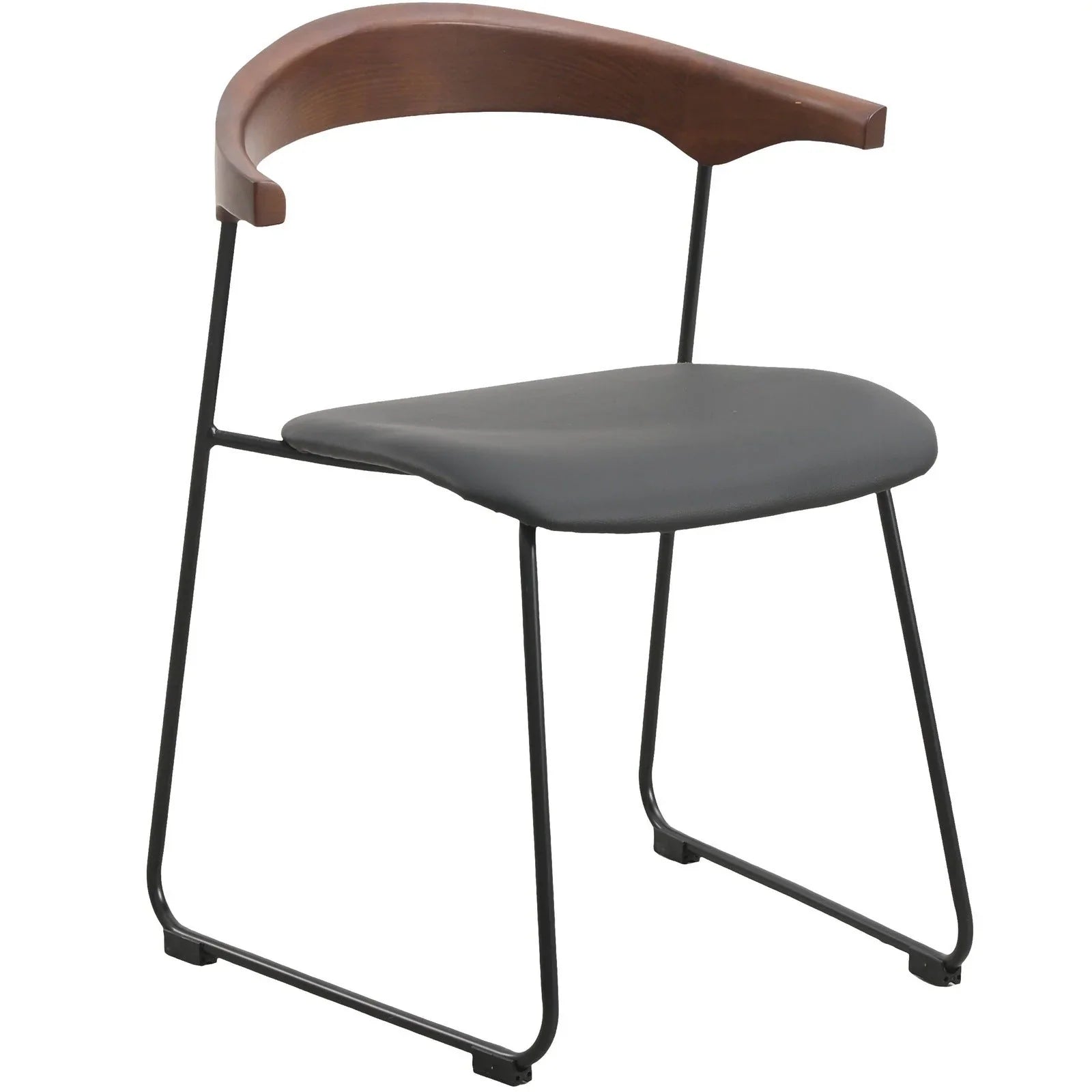 Lyra Leather Dining Chair with a Beech Wood Curved Back and Iron Legs - Elax Furniture