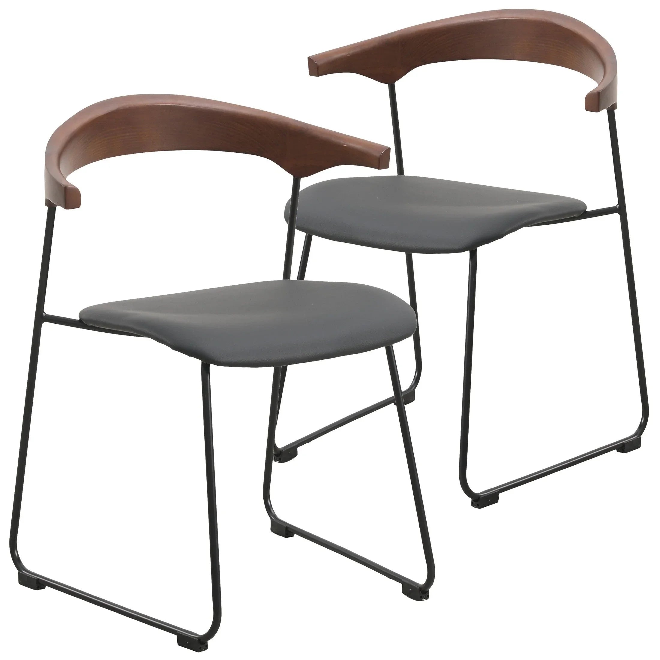 Lyra Dining Chair Upholstered Leather with Iron Legs, Set of 2 - Elax Furniture