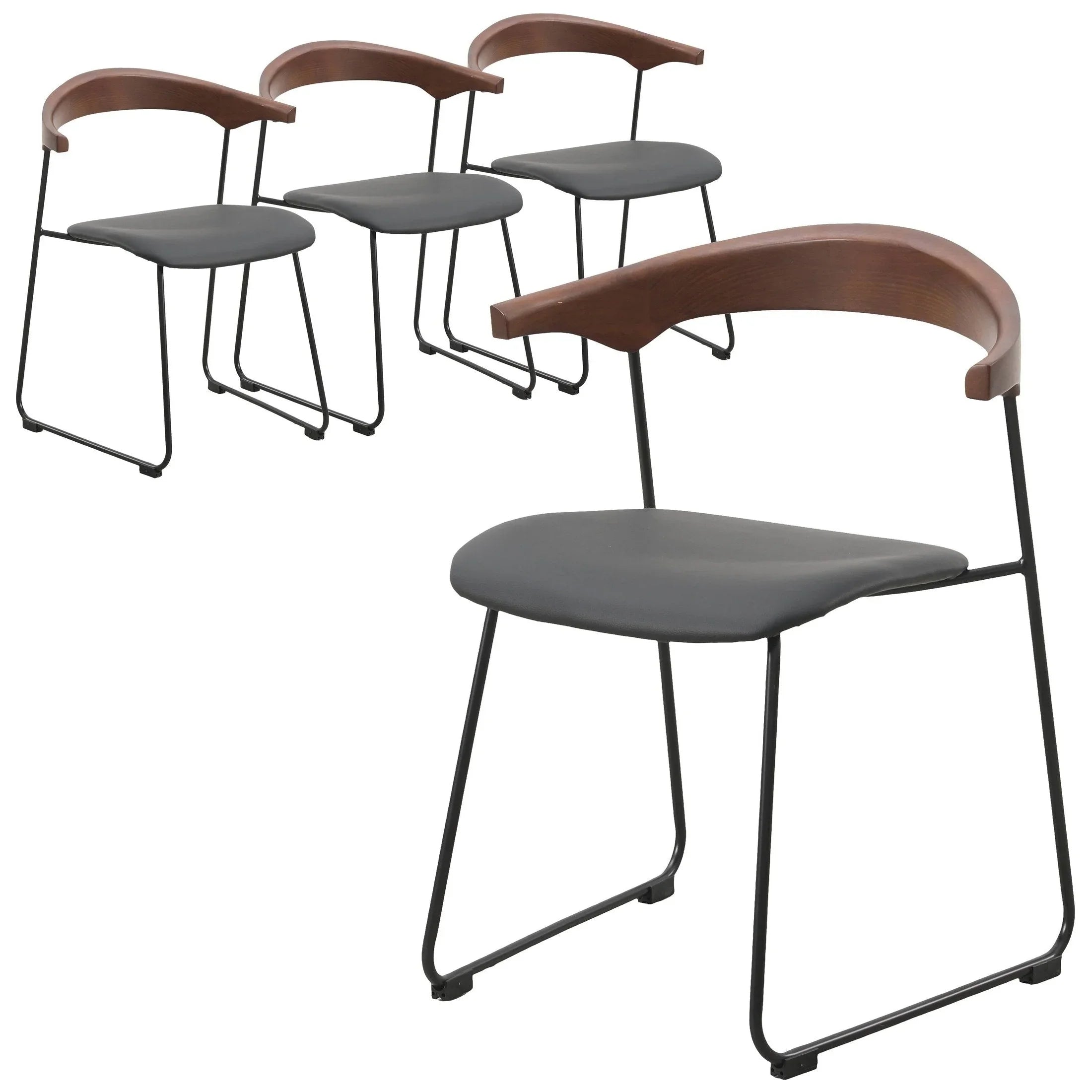 Lyra Dining Chair Upholstered Leather with Iron Legs, Set of 4 - Elax Furniture
