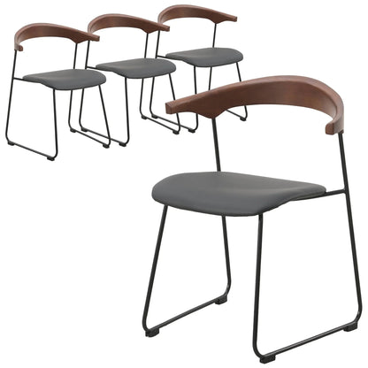 Lyra Dining Chair Upholstered Leather with Iron Legs, Set of 4 - Elax Furniture