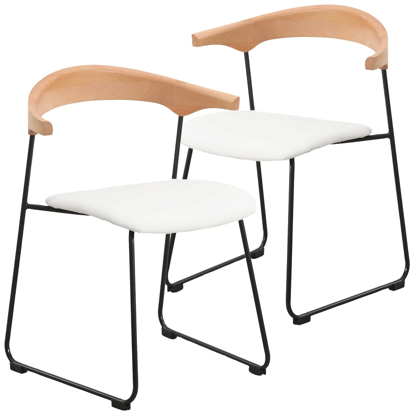 Lyra Dining Chair Upholstered Leather with Iron Legs, Set of 2 - Elax Furniture