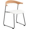Lyra Leather Dining Chair with a Beech Wood Curved Back and Iron Legs