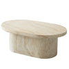 Laura Fiberstone Oval Coffee Table with Pedestal Base for Indoor and Outdoor