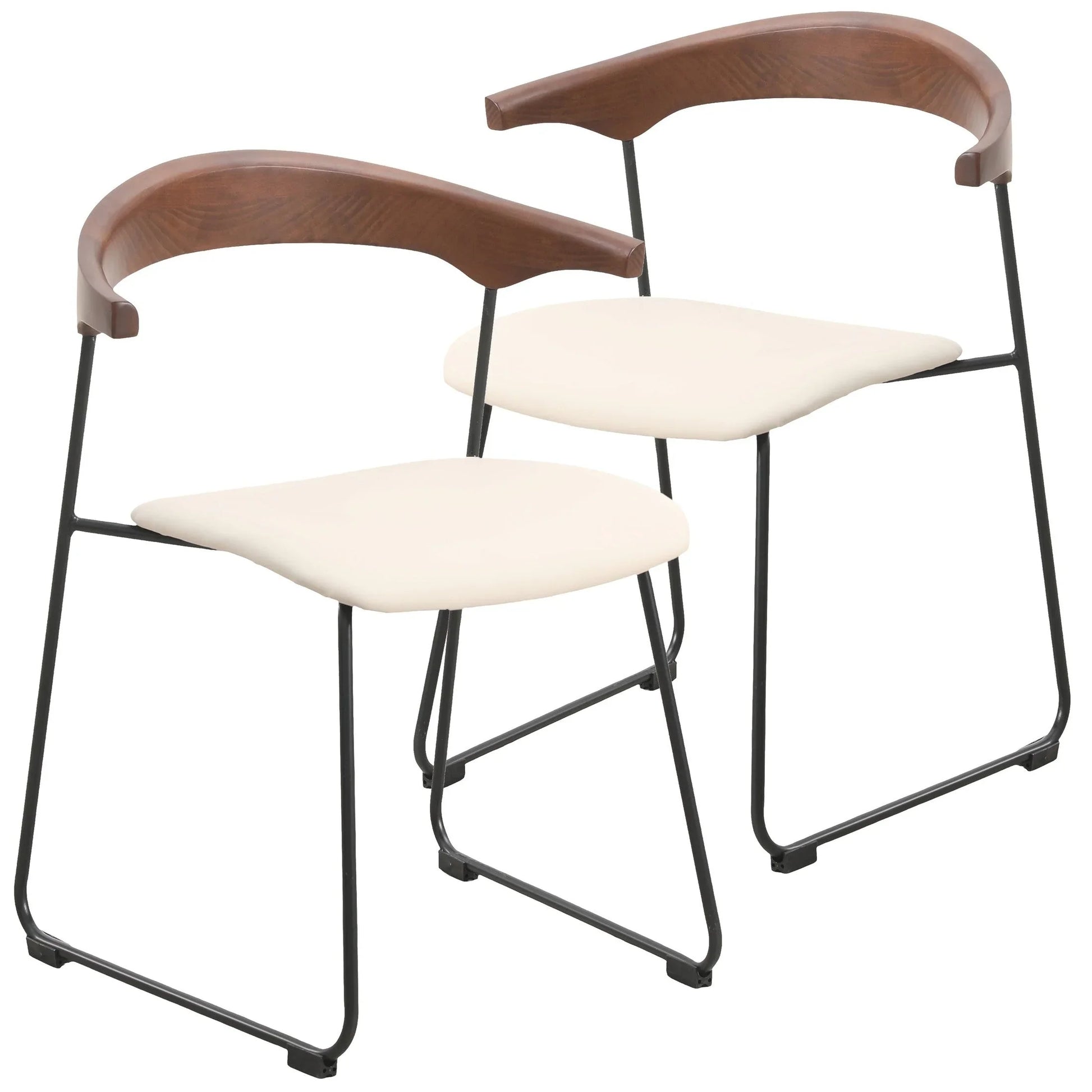 Lyra Dining Chair Upholstered Leather with Iron Legs, Set of 2 - Elax Furniture