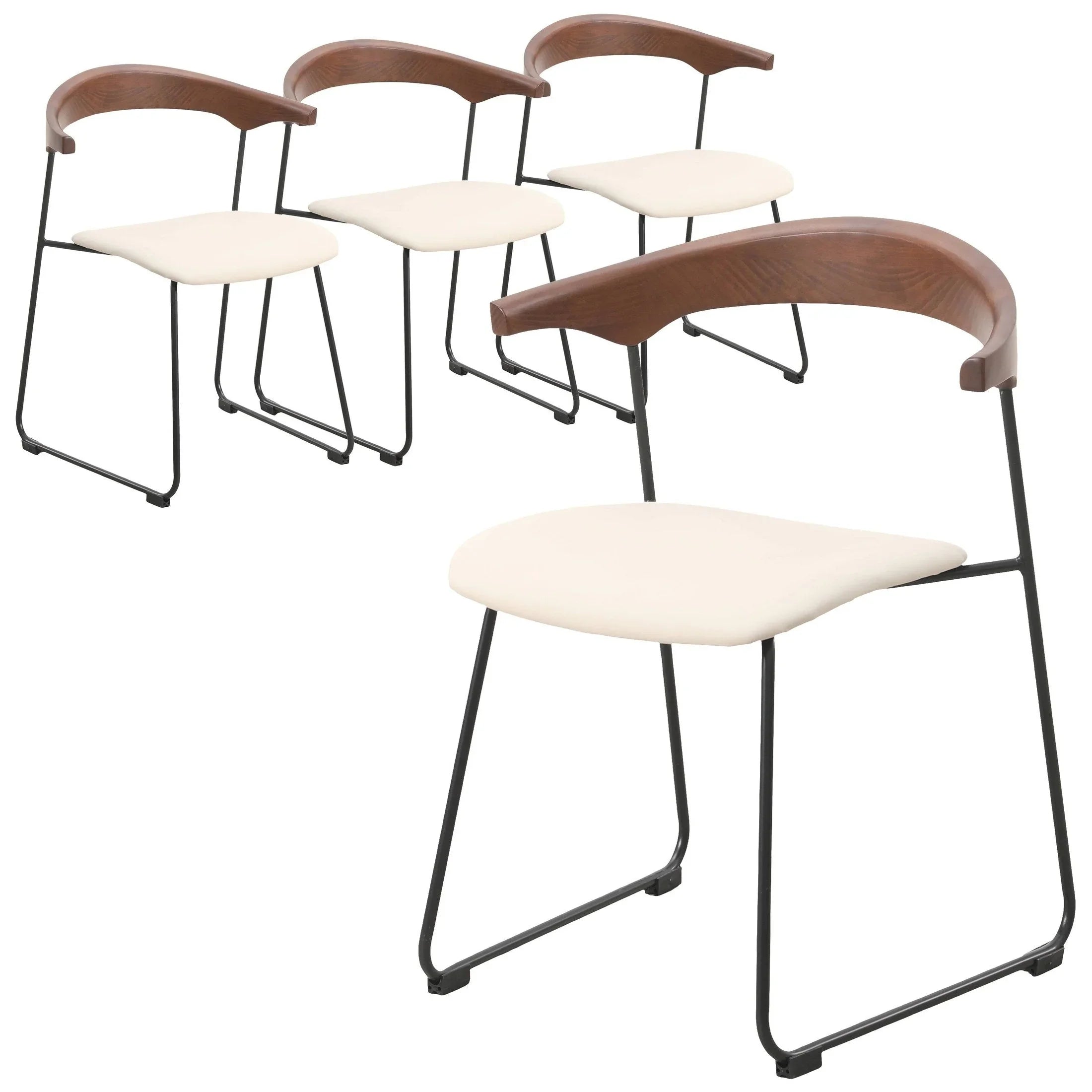 Lyra Dining Chair Upholstered Leather with Iron Legs, Set of 4 - Elax Furniture