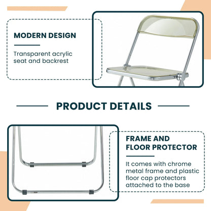 Lawrence Acrylic Folding Chair With Metal Frame Set of 2 - Elax Furniture