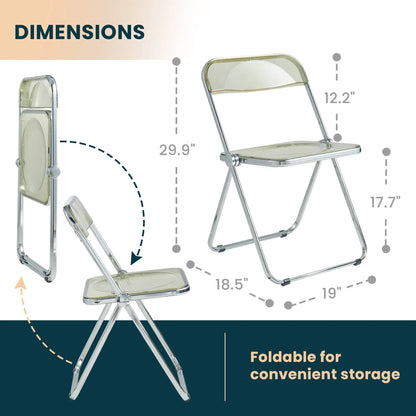 Lawrence Acrylic Folding Chair With Metal Frame Set of 2 - Elax Furniture