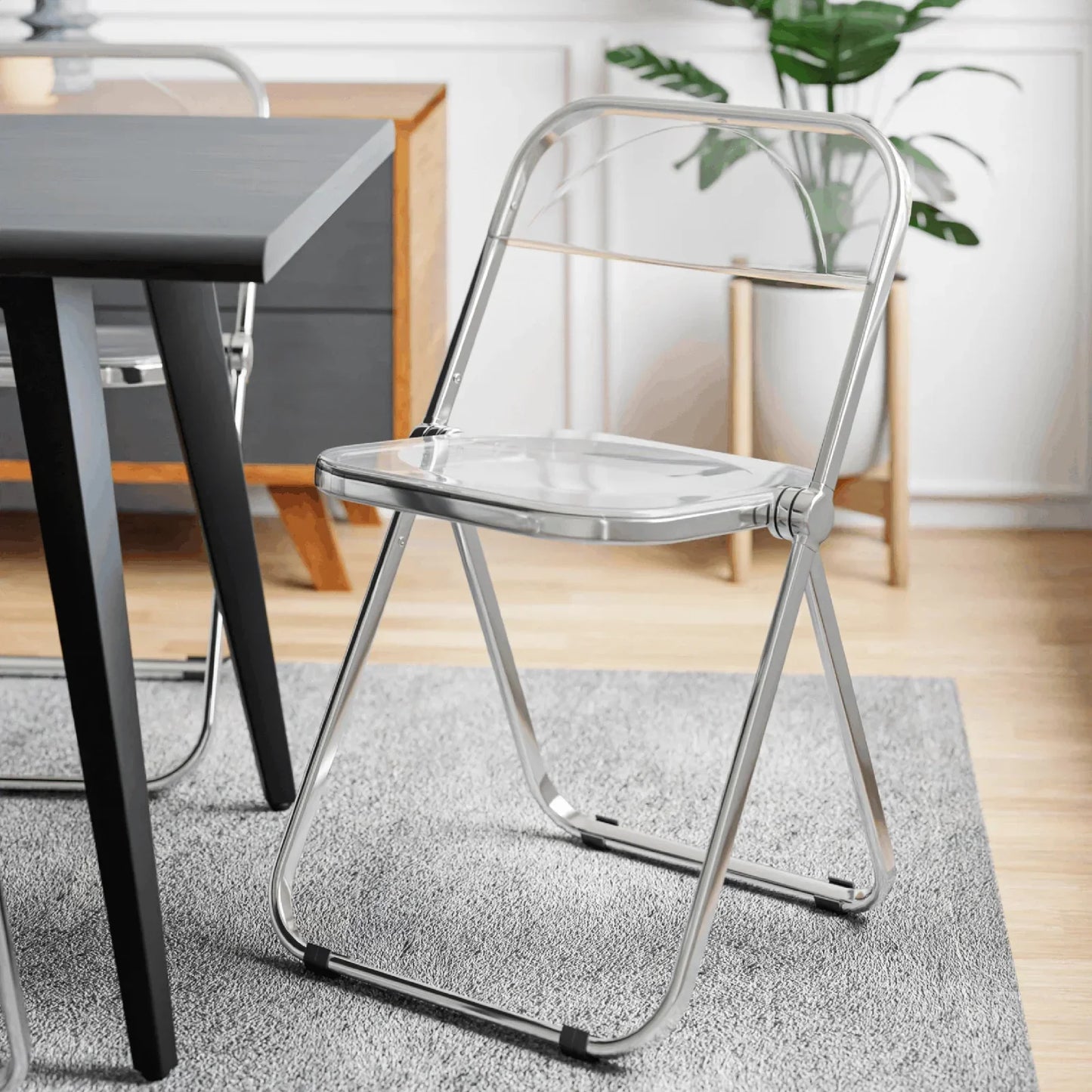 Lawrence Acrylic Folding Chair With Metal Frame - Elax Furniture