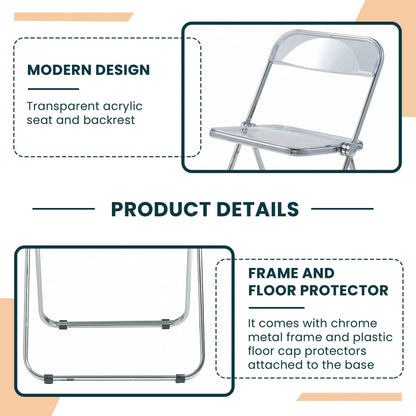 Lawrence Acrylic Folding Chair With Metal Frame - Elax Furniture