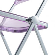 Lawrence Acrylic Folding Chair With Metal Frame Chrome Magenta Folding Chair Leisuremod