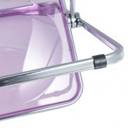 Lawrence Acrylic Folding Chair With Metal Frame Chrome Magenta Folding Chair Leisuremod