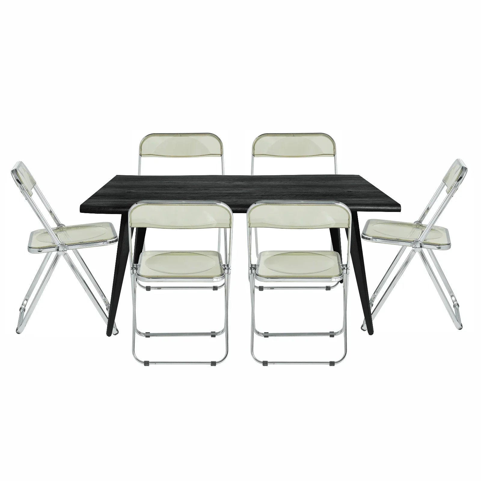 Lawrence 7-Piece Dining Set: Folding Acrylic Chairs & Rectangular Wood Table - Elax Furniture