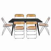 Lawrence 7-Piece Dining Set: Folding Acrylic Chairs & Rectangular Wood Table - Elax Furniture